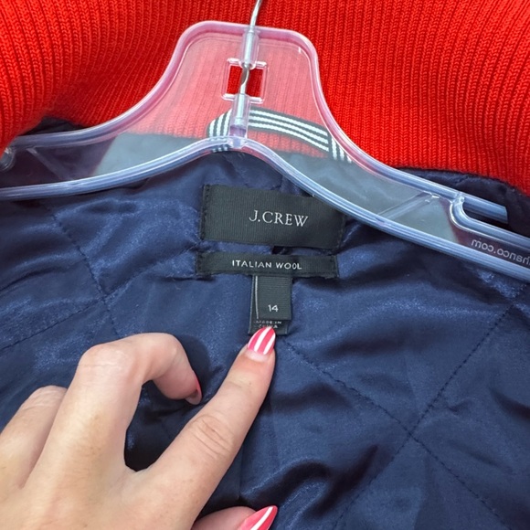 J CREW LODGE COAT IN ITALIAN STADIUM CLOTH WOOL Orange Red Size 14 - Picture 8 of 13